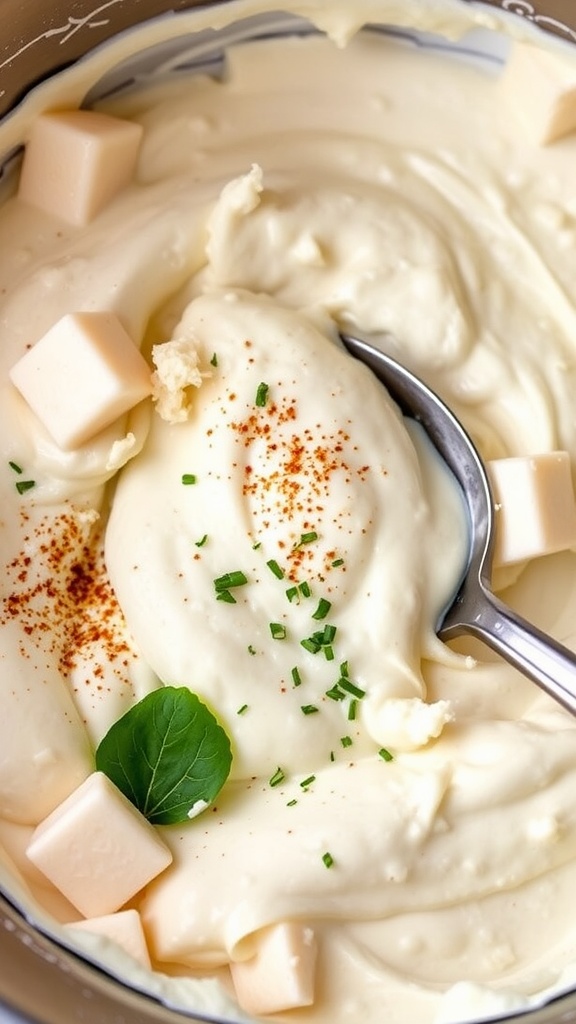 A rich cheese mixture for lasagna featuring ricotta, mozzarella, and Parmesan in a bowl.